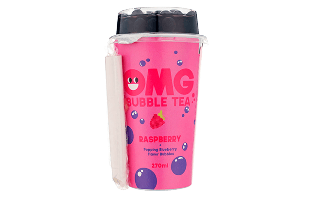 Produktbild OMG Bubble Tea Himbeere mit Blaubeere Fruchtperlen